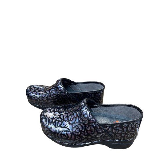Dansko XP Womens Black Purple Leather casual nursing work clogs Size 40/9 SKU 91 - Picture 3 of 12